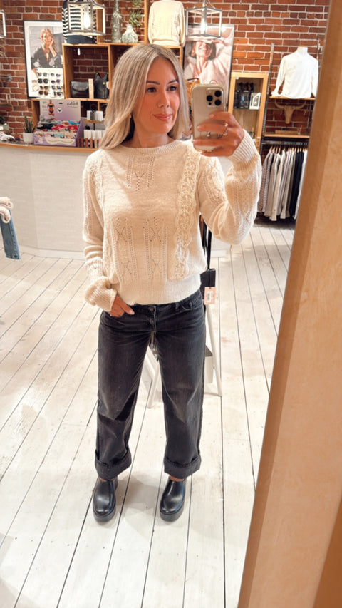 Lace trim sweater