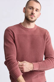 Washy textured knit crewneck sweater