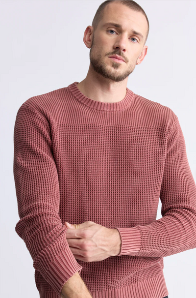 Washy textured knit crewneck sweater