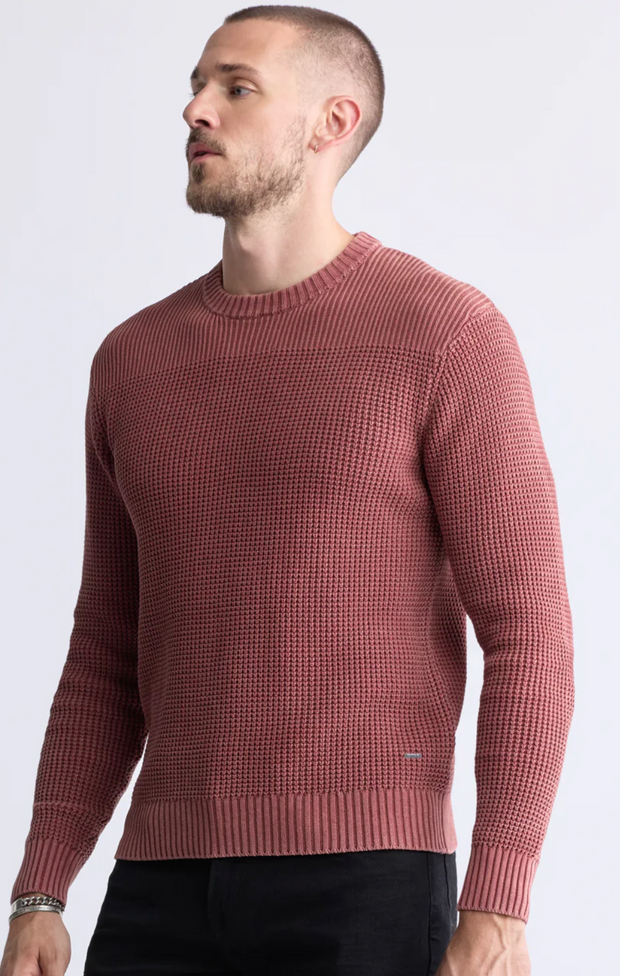 Washy textured knit crewneck sweater