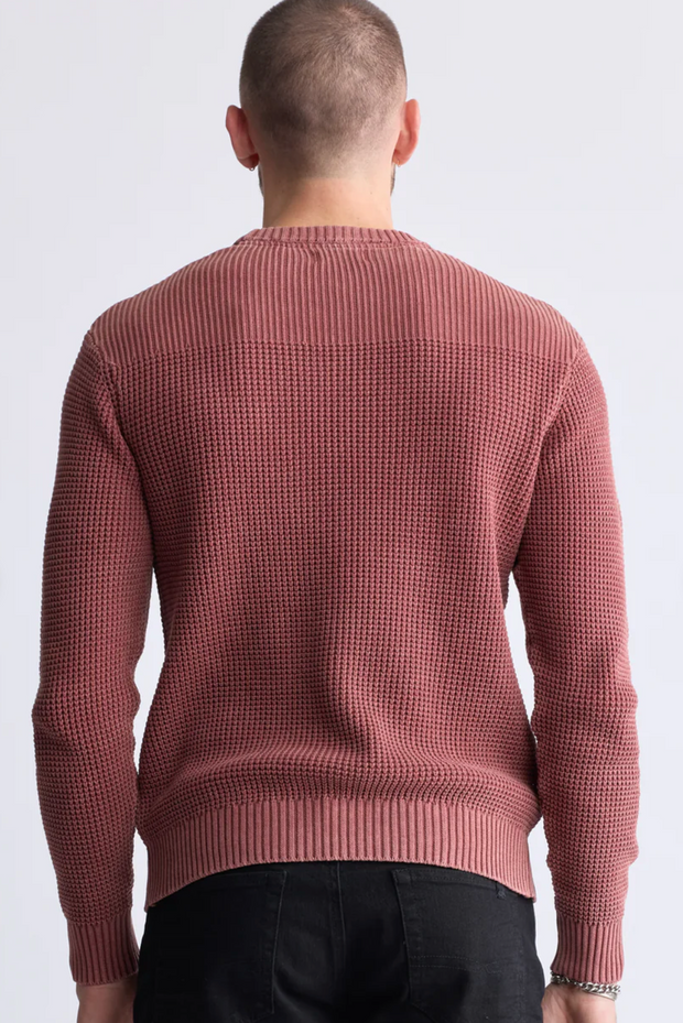 Washy textured knit crewneck sweater