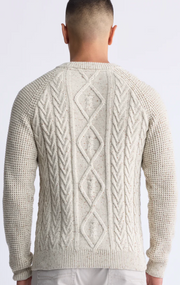 Wallaby Men’s Nep Yarn Cable Knit Crewneck Sweater