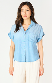 short sleeve button front blouse