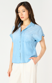 short sleeve button front blouse