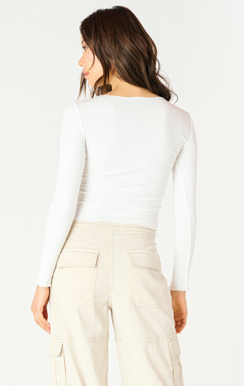 long sleeve exposed seam top