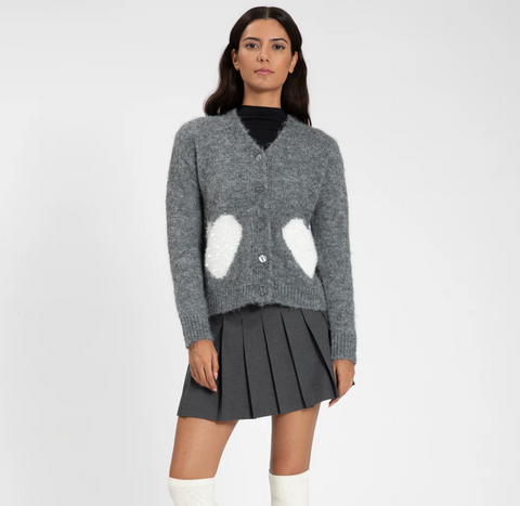 cardigan with heart motifs