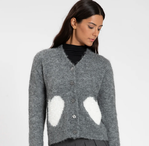 cardigan with heart motifs