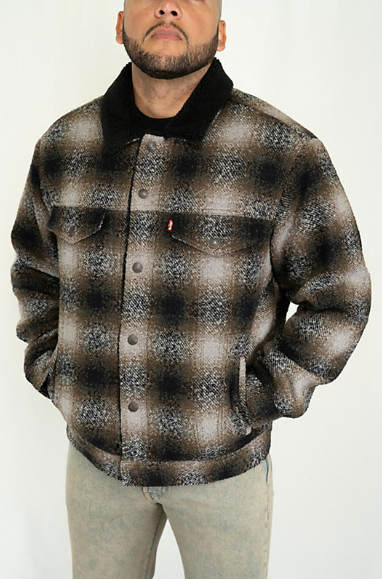 Relaxed fit plaid jacket