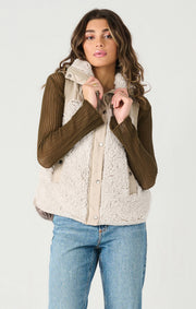 mixed fabric vest