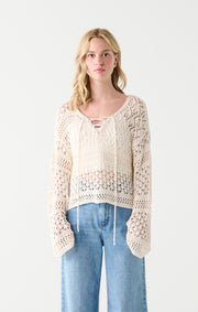 Lace up crochet sweater