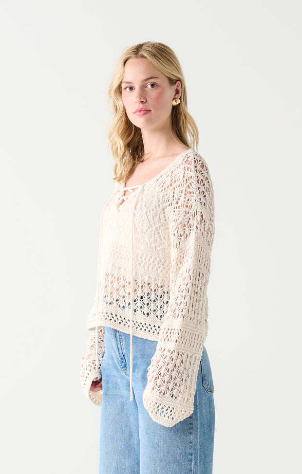Lace up crochet sweater
