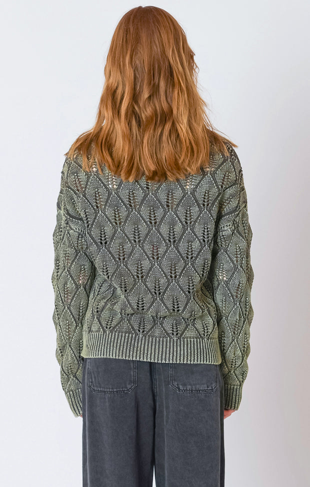 Pointelle crew neck sweater