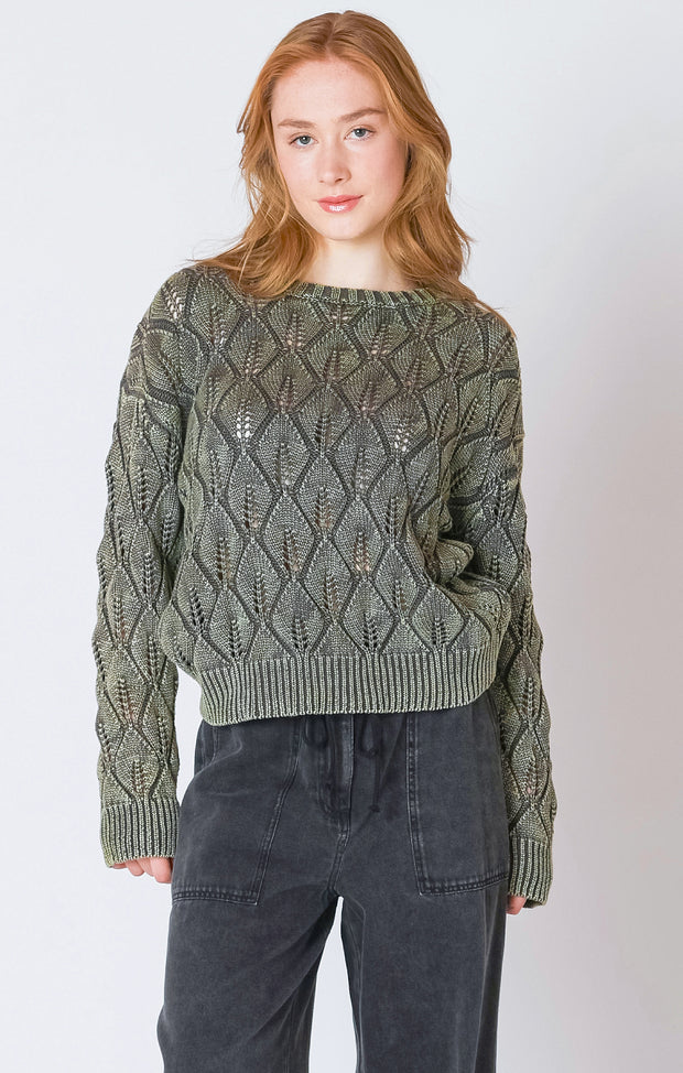Pointelle crew neck sweater