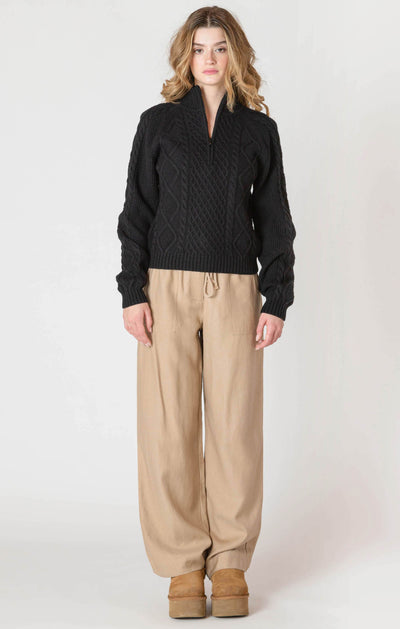 Half zip cable sweater