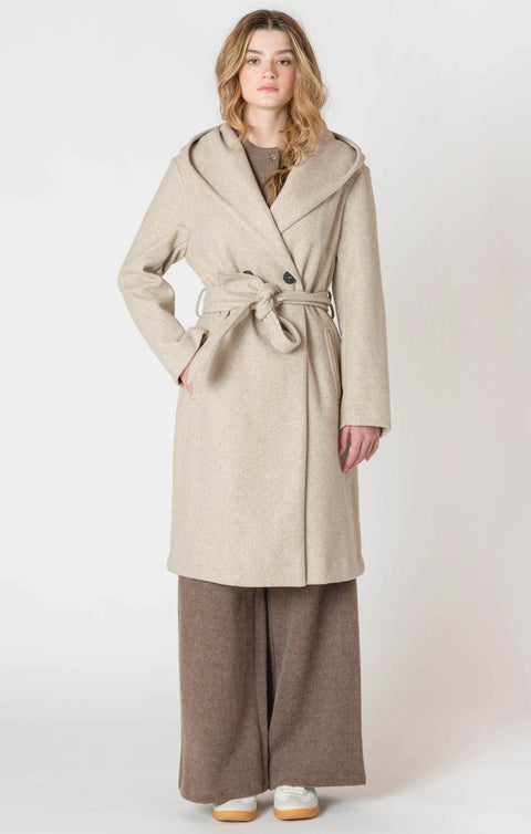 Belted hooded coat