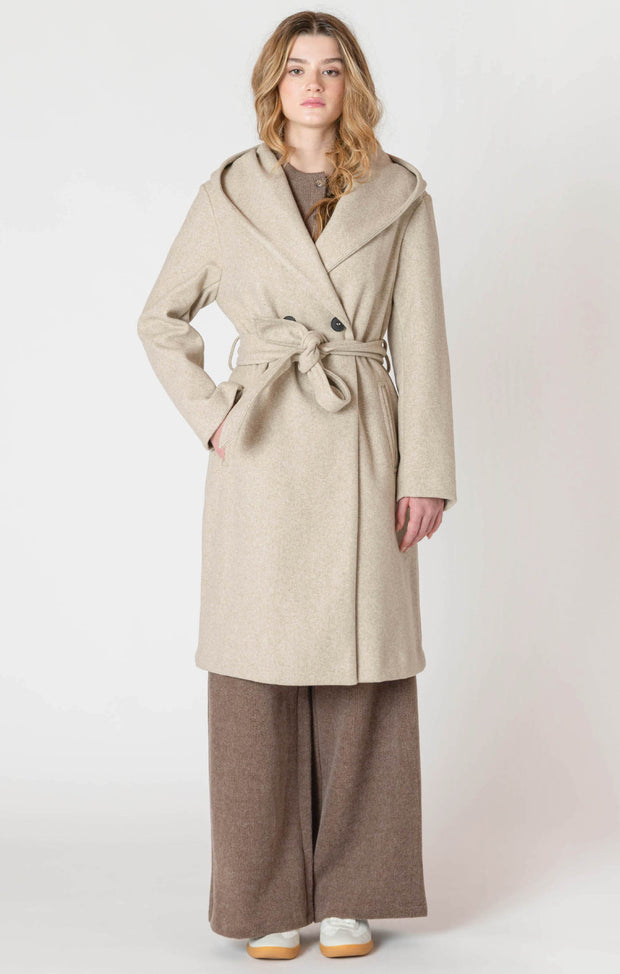 Belted hooded coat