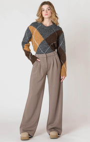 Wide leg knit trouser
