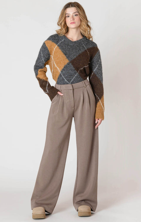 Wide leg knit trouser