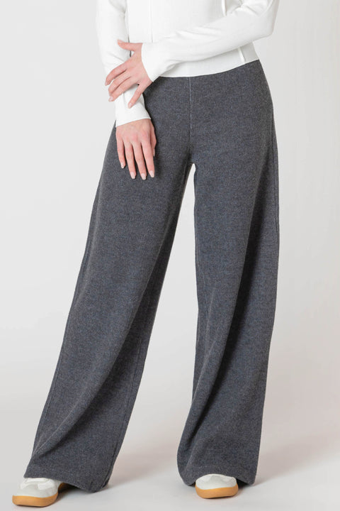 Wide leg ribbed pant