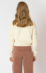embroidered crewneck cardigan
