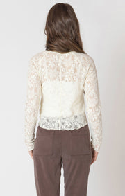 Exposed seam lace top