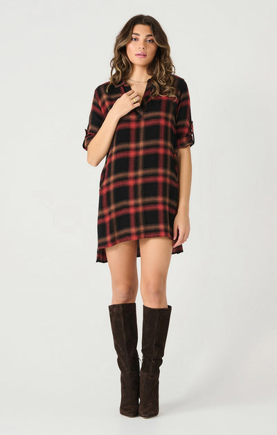 Roll tab shirt dress